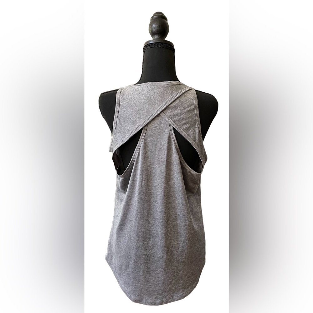 Marika: Gray Athletic Workout Racerback Muscle Tee Shirt